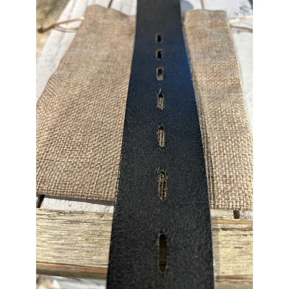 Nautica‎ Italian Leather Belt Men's 38 Roller Buckle Black Gunmetal Buckle